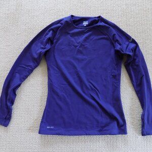 WOMENS NIKE PRO COMBAT HYPERWARM THERMAL LONG SLEEVE SHIRT PURPLE